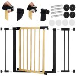 Poarta de siguranta Safety Gate pentru scari, ajustabila, din lemn cu structura otel, 96-103cm, negru maro - imagine 14