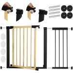 Poarta de siguranta Safety Gate pentru scari, ajustabila, din lemn cu structura otel, 103-110cm, negru maro - imagine 2