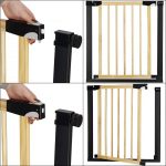 Poarta de siguranta Safety Gate pentru scari, ajustabila, din lemn cu structura otel, 82-89cm, negru maro - imagine 5