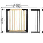 Poarta de siguranta Safety Gate pentru scari, ajustabila, din lemn cu structura otel, 103-110cm, negru maro - imagine 12