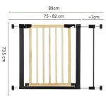 Poarta de siguranta Safety Gate pentru scari, ajustabila, din lemn cu structura otel, 82-89cm, negru maro - imagine 17