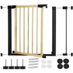Poarta de siguranta Safety Gate pentru scari, ajustabila, din lemn cu structura otel, 82-89cm, negru maro - imagine 2