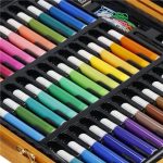 Set de pictura si desen pentru copii, 150 de piese, trusa lemn maro - imagine 20