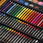 Set de pictura si desen pentru copii, 150 de piese, trusa lemn maro - imagine 21