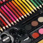 Set de pictura si desen pentru copii, 150 de piese, trusa lemn maro - imagine 22