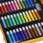 Set de pictura si desen pentru copii, 150 de piese, trusa lemn maro - imagine 25