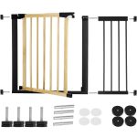 Poarta de siguranta Safety Gate pentru scari, ajustabila, din lemn cu structura otel, 103-110cm, negru maro - imagine 3