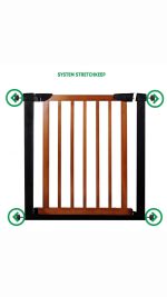 Poarta de siguranta Safety Gate pentru scari, ajustabila 75-82 cm, din otel si lemn, negru maro - imagine 4