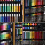 Set de pictura si desen pentru copii, 150 de piese, trusa lemn maro - imagine 30