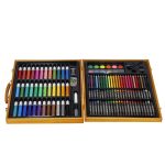 Set de pictura si desen pentru copii, 150 de piese, trusa lemn maro - imagine 4