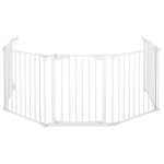 Bariera de protectie pentru copii, 318x75 cm, alba – 5 panouri, poarta cu blocare, montaj pe perete - imagine 11