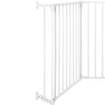 Bariera de protectie pentru copii, 318x75 cm, alba – 5 panouri, poarta cu blocare, montaj pe perete - imagine 15