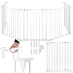 Bariera de protectie pentru copii, 318x75 cm, alba – 5 panouri, poarta cu blocare, montaj pe perete - imagine 13