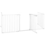 Bariera de protectie pentru copii, 318x75 cm, alba – 5 panouri, poarta cu blocare, montaj pe perete - imagine 8