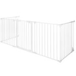 Bariera de protectie pentru copii, 318x75 cm, alba – 5 panouri, poarta cu blocare, montaj pe perete - imagine 9