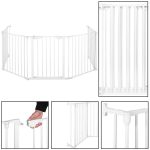 Bariera de protectie pentru copii, 318x75 cm, alba – 5 panouri, poarta cu blocare, montaj pe perete - imagine 10