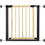 Poarta de siguranta Safety Gate pentru scari, ajustabila, din lemn cu structura otel, 75-82cm, negru maro