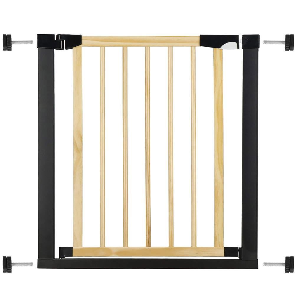 02-39.jpg Poarta de siguranta Safety Gate pentru scari, ajustabila, din lemn cu structura otel, 75-82cm, negru maro - imagine 1