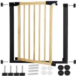 Poarta de siguranta Safety Gate pentru scari, ajustabila, din lemn cu structura otel, 75-82cm, negru maro - imagine 2