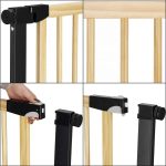 Poarta de siguranta Safety Gate pentru scari, ajustabila, din lemn cu structura otel, 75-82cm, negru maro - imagine 3