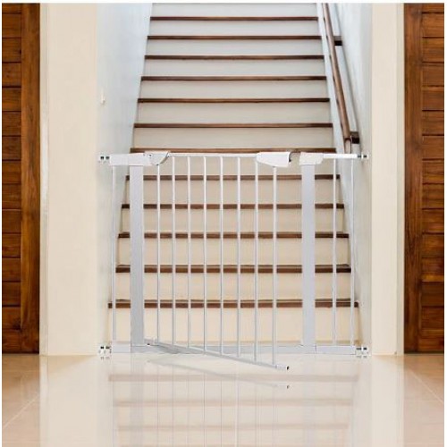 1ab.jpg Poarta de siguranta Safety Gate pentru scari, ajustabila 118-127 cm, din otel, alba - imagine 1