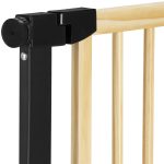 Poarta de siguranta Safety Gate pentru scari, ajustabila, din lemn cu structura otel, 75-82cm, negru maro - imagine 4