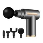 Mini-pistol de masaj cu 4 capete interschimbabile, 6 trepte de viteză, reîncărcabil USB Type-C, 25W, argintiu - imagine 2