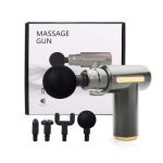 Mini-pistol de masaj cu 4 capete interschimbabile, 6 trepte de viteză, reîncărcabil USB Type-C, 25W, argintiu - imagine 7